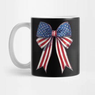 Retro 4th of July Coquette Bows American Flag USA Patriotic Mug